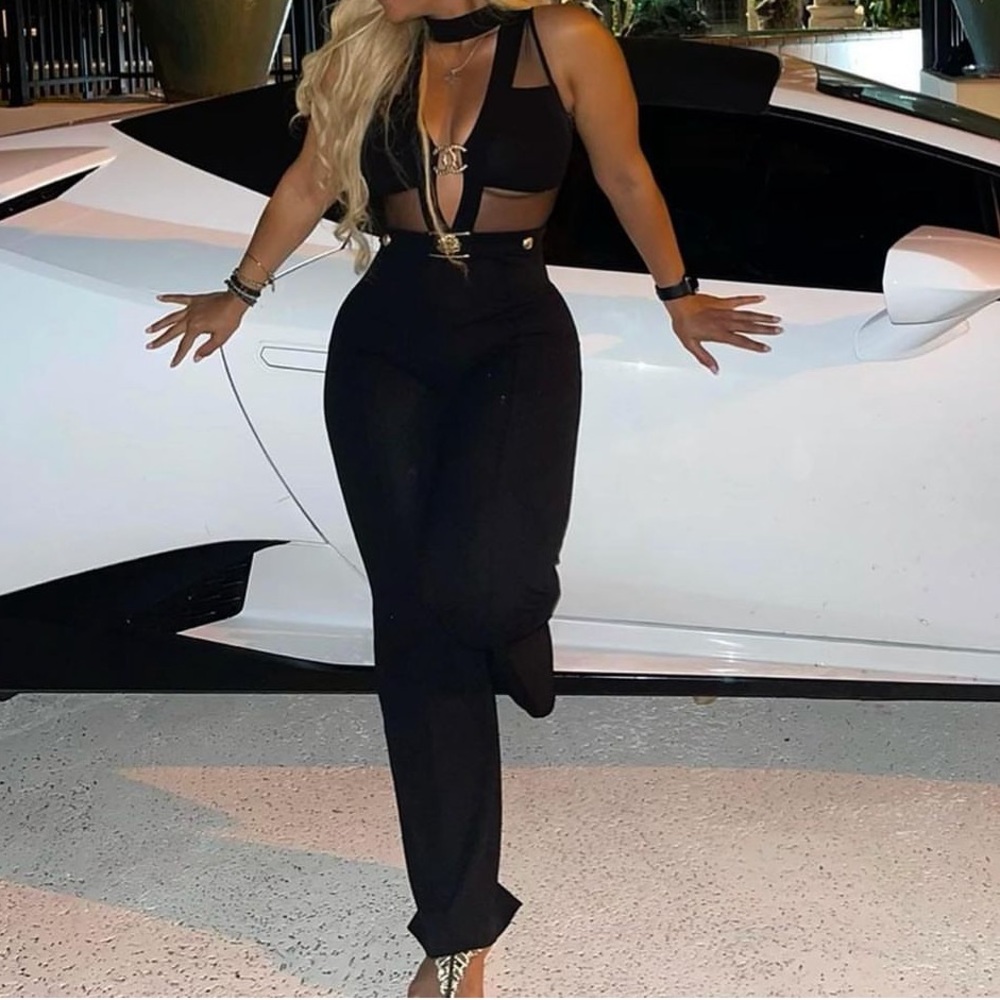 Black & sheer one piece jumpsuit